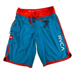 RVCA Performance Stretch Boardshorts Mens Size 29 Blue & Red Hybrid Swim